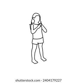 set of cute coloring pose vector cartoon