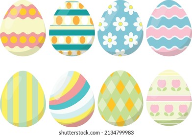 set of cute colourful easter eggs vector icon