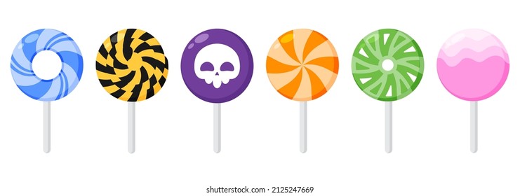Set of Cute colourful lollipop, Vector, Illustration.