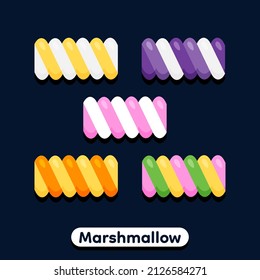 Conjunto de malvavisco de colores Cute, Vector, Ilustración.