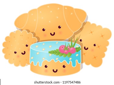Set Of Cute Cookies and Cakes.