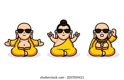 Set Of Cute Cool Buddha Logo Design