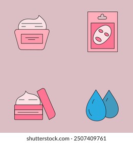 A set of cute cosmetics creams and masks