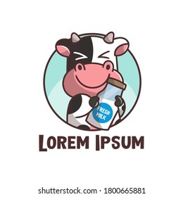 set of cute cow milk mascot logo with optional apprearance. premium kawaii vector