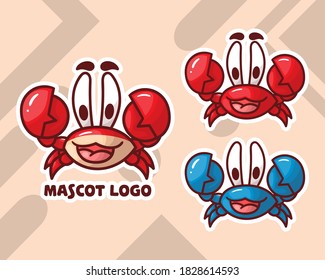 set of cute crab mascot logo with optional appearance. premium kawaii vector
