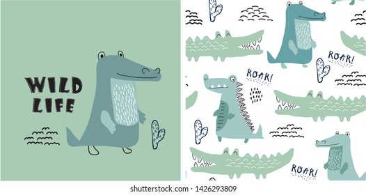 cute crocodile silhouette