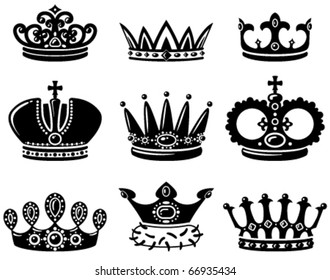 Set with cute crown silhouettes