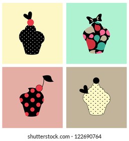 Set of  cute cupcakes