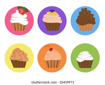 Set of cute cupcakes