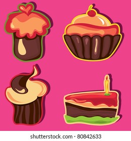 Set of cute Cupcakes.