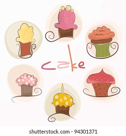 set of cute cupcakes