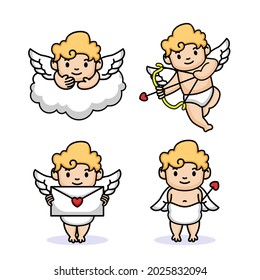 Set of cute cupid angel Valentine Day