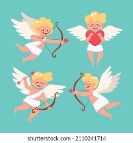 Set of cute cupid images vector