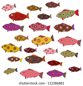 set of cute decorative fish