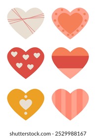 a set of cute decorative hearts for Valentine's Day on 