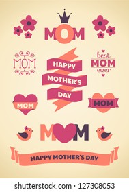 A Set Of Cute Design Elements For Mother's Day.