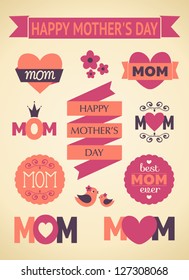 A set of cute design elements for Mother's Day.