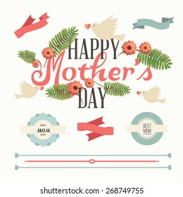 A set of cute design elements for Mother's Day.