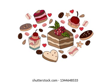
Set with cute desserts for your design.