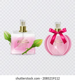 The set of cute different perfumes, Perfume containers vector illustration