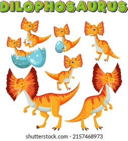 Dibujo de personajes de dibujos animados de un lindo dilophosaurus dinosaur