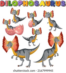 Dibujo de personajes de dibujos animados de un lindo dilophosaurus dinosaur