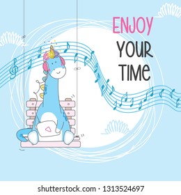 Set. Cute dino Hand drawn vector illustration. - Vector