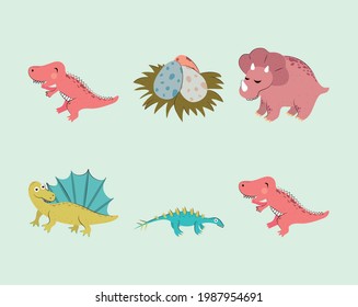 set cute dinosaur beast eggs