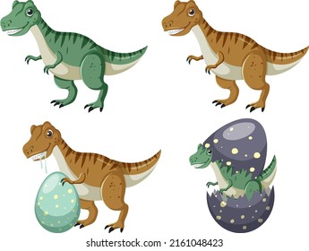 Set süßer Dinosaurier-Zeichentrickfiguren Illustration