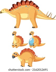 Set of cute dinosaur cartoon characters illustration
