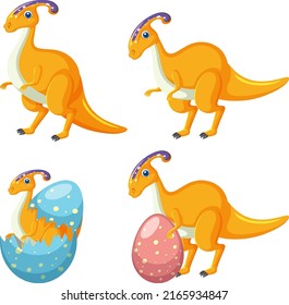 Set of cute dinosaur cartoon characters illustration