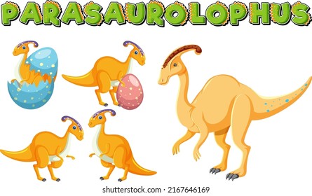 Set of cute dinosaur cartoon characters illustration