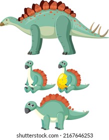 Set of cute dinosaur cartoon characters illustration