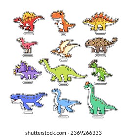 Set of cute dinosaur element in colorful style isolated vector illustration, adorable dinosaur mascot for kids