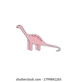 Set of cute dinosaur print. vector illustration diplodocus. Doodle style dinosaur, cartoon kind character. Isolated on a white background.