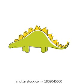 Set of cute dinosaur print. vector illustration stegosaurus . Doodle style dinosaur, cartoon kind character. Isolated on a white background.