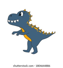 Set of cute dinosaur print. vector illustration tyrannosaurus . Doodle style dinosaur, cartoon kind character. Isolated on a white background.
