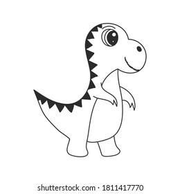 Set of cute dinosaur print. vector illustration tyrannosaurus . Doodle style dinosaur, cartoon kind character. Isolated on a white background.