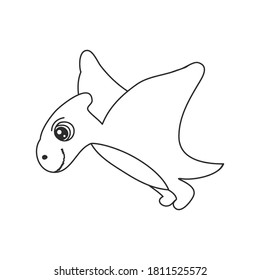 Set of cute dinosaur print. vector illustration pteranodon. Doodle style dinosaur, cartoon kind character. Isolated on a white background.