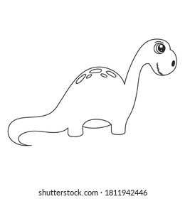 Set of cute dinosaur print. vector illustration diplodocus. Doodle style dinosaur, cartoon kind character. Isolated on a white background.