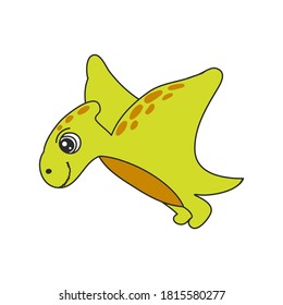 Set of cute dinosaur print. vector illustration pteranodon. Doodle style dinosaur, cartoon kind character. Isolated on a white background.