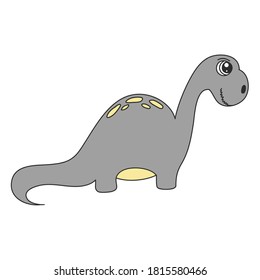 Set of cute dinosaur print. vector illustration diplodocus. Doodle style dinosaur, cartoon kind character. Isolated on a white background.