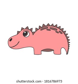 Set of cute dinosaur print. vector illustration stegosaurus . Doodle style dinosaur, cartoon kind character. Isolated on a white background.
