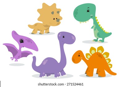 set of cute dinosaurs