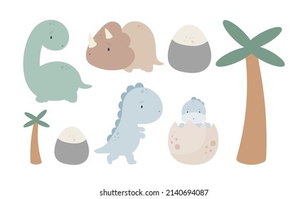 Set of cute Dinosaurs. Good for baby shower invitations, birthday cards, stickers, prints etc.