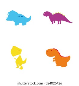 Set of cute dinosaurs on a white background