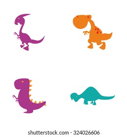 Set of cute dinosaurs on a white background
