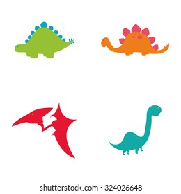 Set of cute dinosaurs on a white background