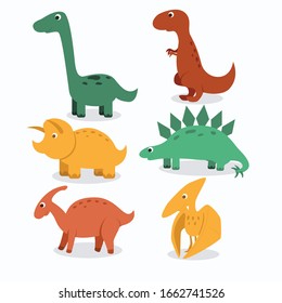 set of cute dinosaurs vector