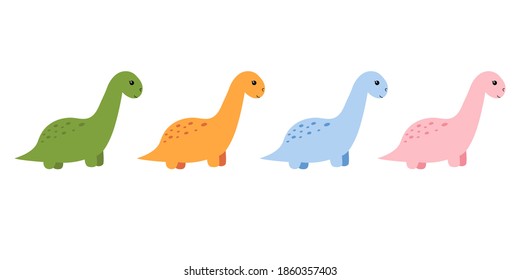 Conjunto de lindos dinosaurios. Ilustración vectorial.